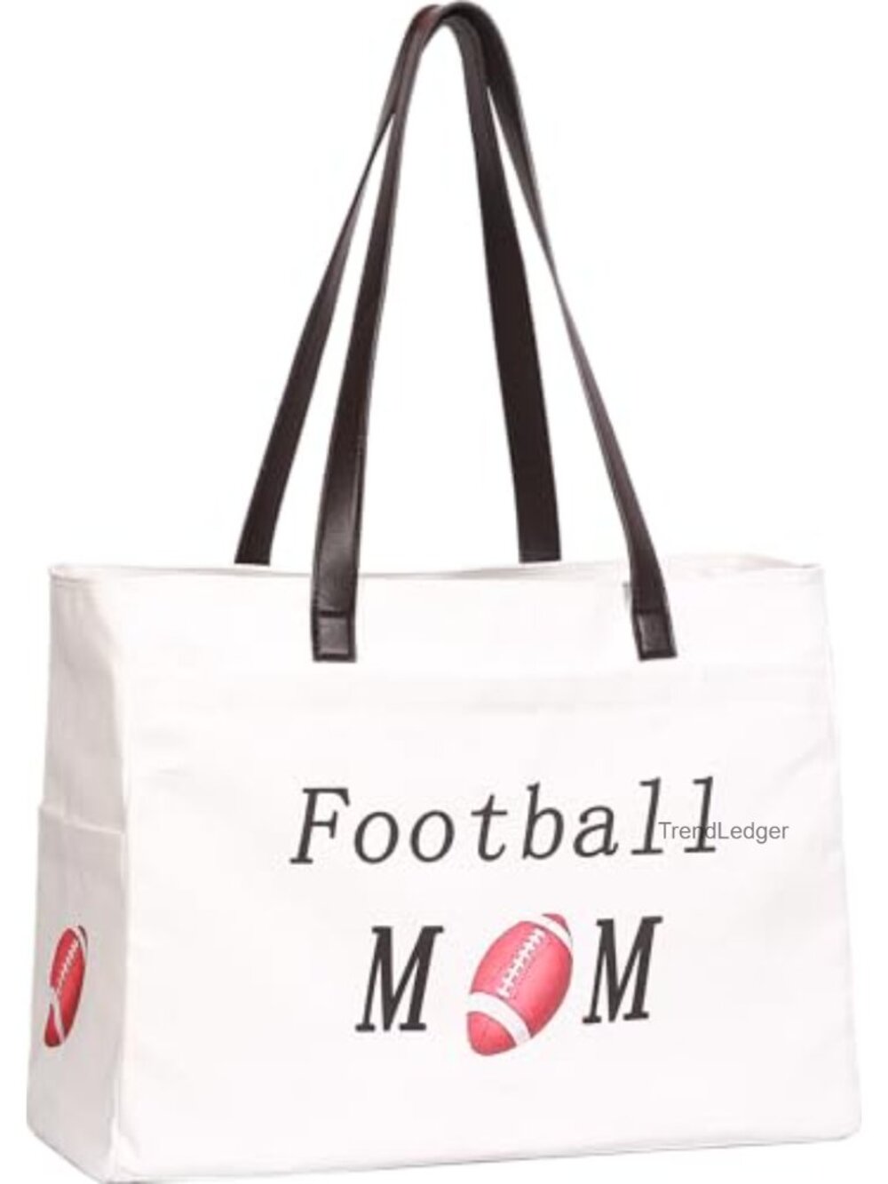 XL Canvas Tote Bag Women Football Mom Gym Work Travel Carryall